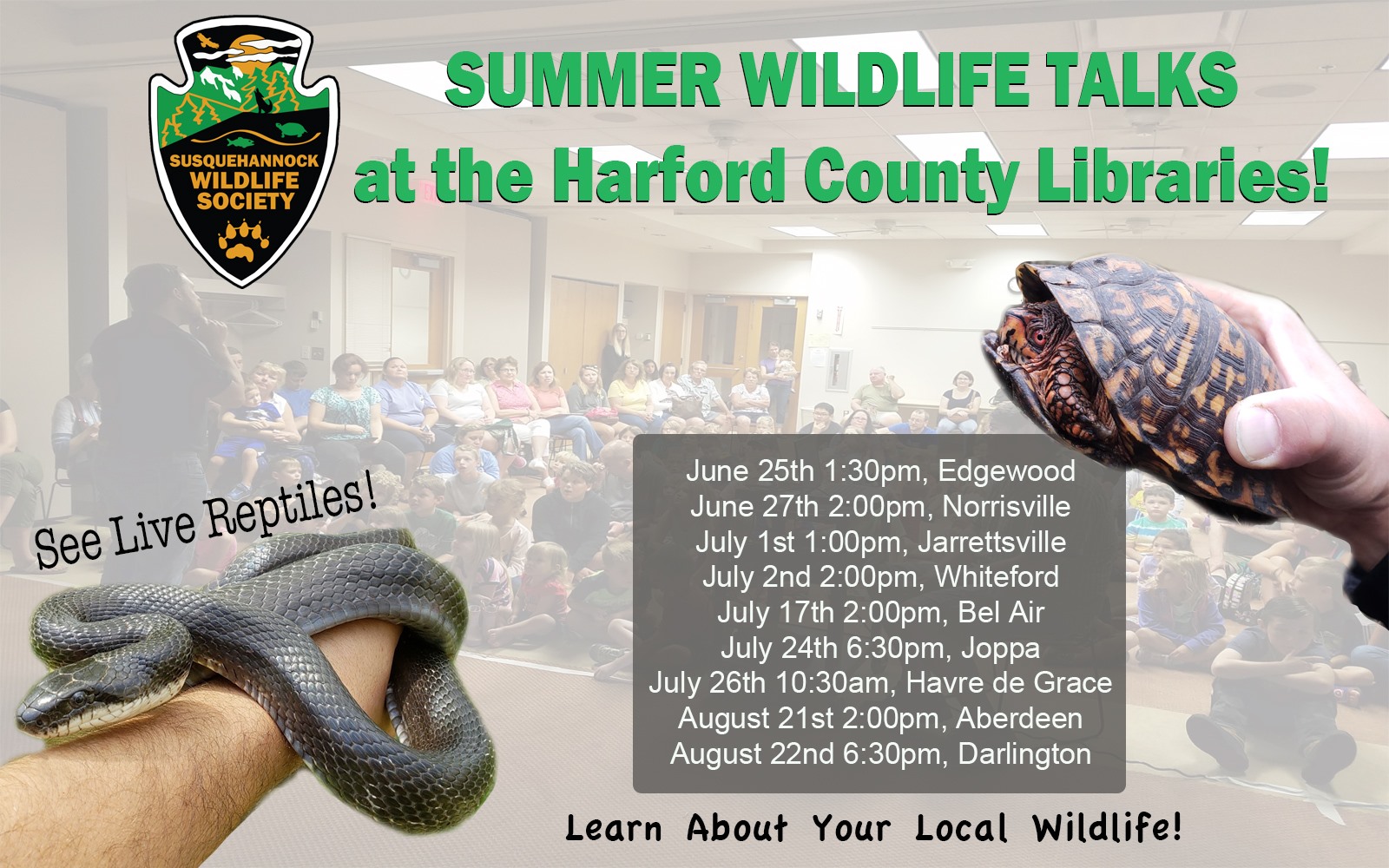 Summer Wildlife Talks at Harford County Public Libraries
