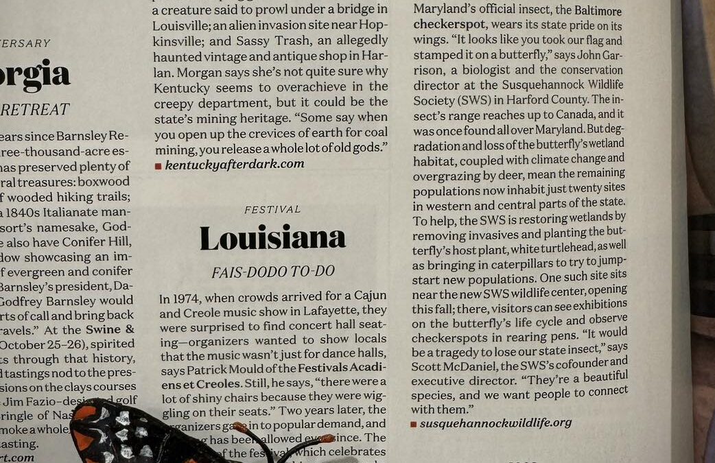 SWS Baltimore Checkerspot Work Featured in Garden & Gun Magazine
